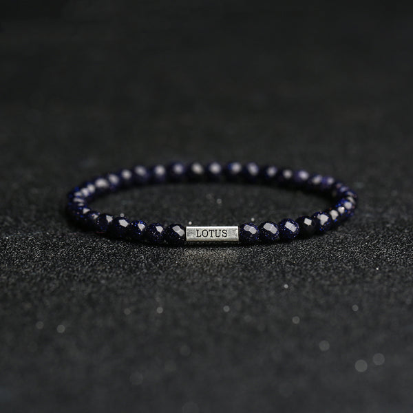Faceted Blue Sandstone Beaded Bracelets Handmade Gemstone Jewelry Accessories Women Men
