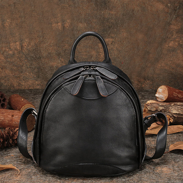 Fahsion Womens Brown Leather Backpack Purse Small Book Bag Purse best