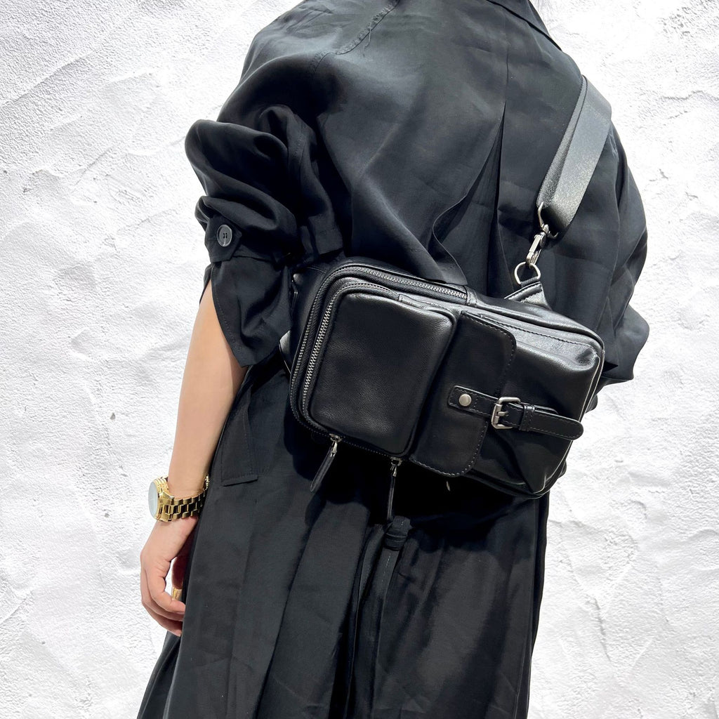 Fashion Women's  Cross Chest Purses Black Leather Sling Bags For Women Affordable