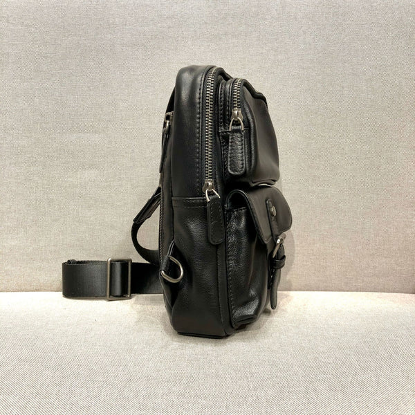 Fashion Women's  Cross Chest Purses Black Leather Sling Bags For Women Details