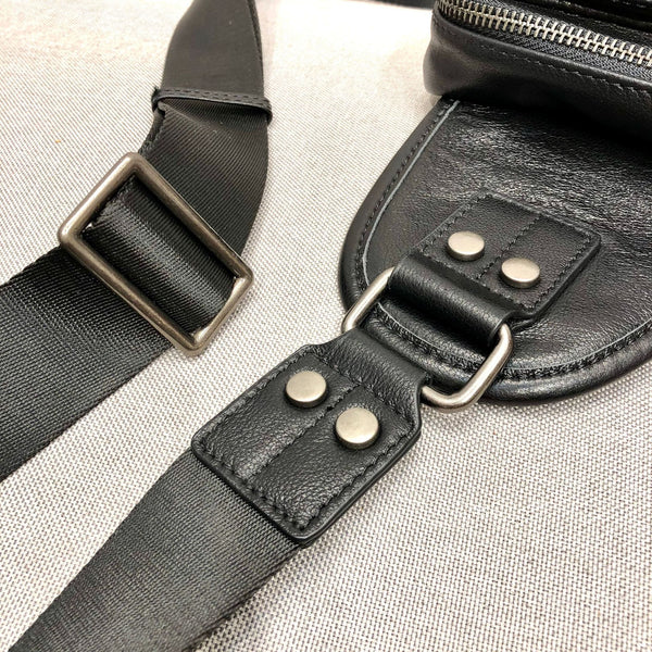 Fashion Women's  Cross Chest Purses Black Leather Sling Bags For Women Gift-idea