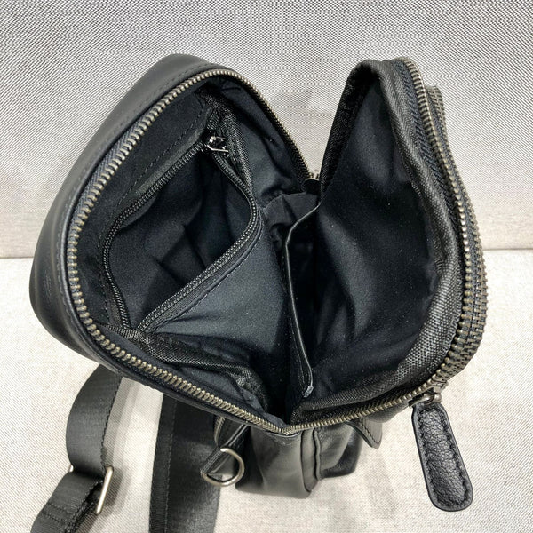 Fashion Women's  Cross Chest Purses Black Leather Sling Bags For Women Inside