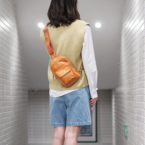 Fashion-Women's-Leather-Chest-Sling-Bag-Crossbody-Sling-Pack-For-Women-Brown