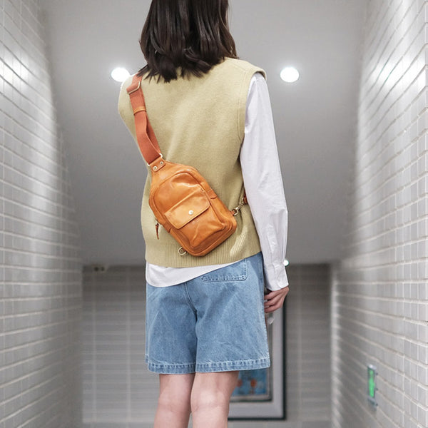 Fashion-Women's-Leather-Chest-Sling-Bag-Crossbody-Sling-Pack-For-Women-Brown