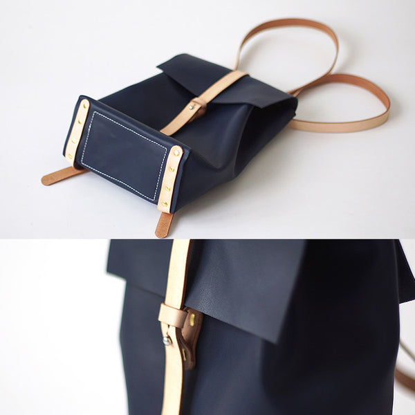 Fashion Womens Blue Leather Backpack Purse Bag Loptap Backpacks for Women beautiful