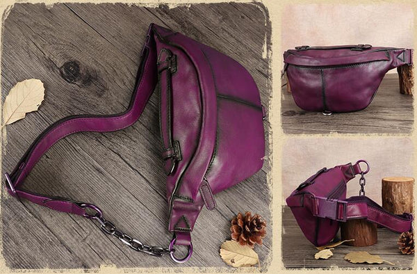 Fashion Womens Leather Chest Bag Sling Pack For Women Designer