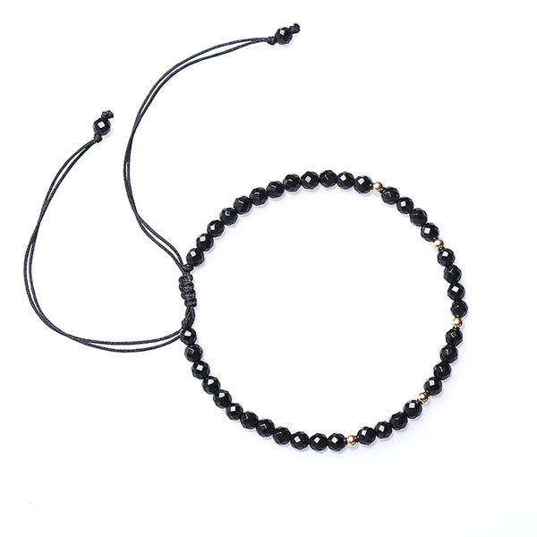 Feceted Black Onyx Beaded Bracelets Handmade Couples Lovers Jewelry Accessories for Women Men