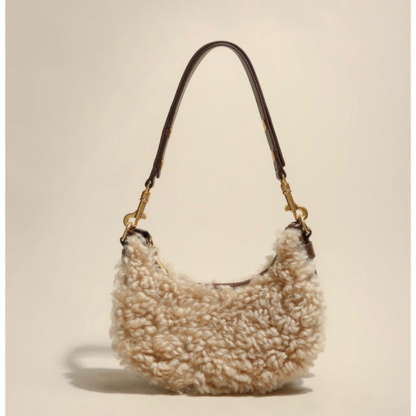 Fluffy Lamb Wool Shoulder Bags Warm Fur Small Handbags For Women Aesthetic