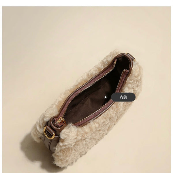 Fluffy Lamb Wool Shoulder Bags Warm Fur Small Handbags For Women Beautiful