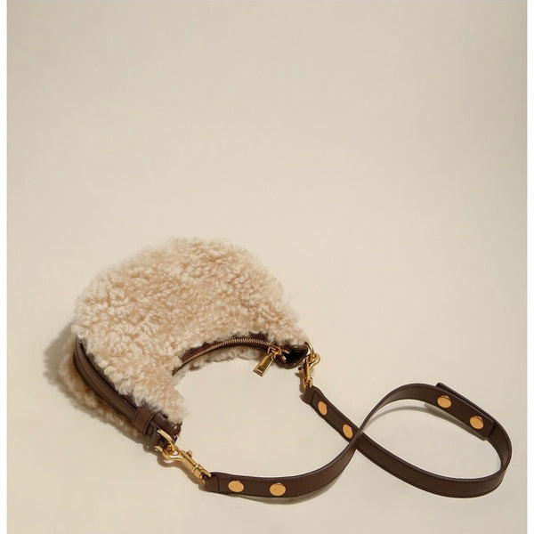 Fluffy Lamb Wool Shoulder Bags Warm Fur Small Handbags For Women Chic