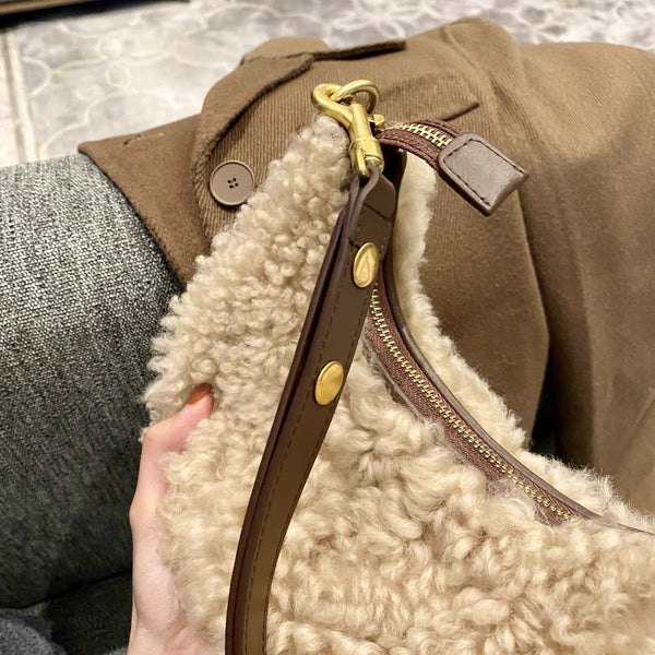 Fluffy Lamb Wool Shoulder Bags Warm Fur Small Handbags For Women Designer
