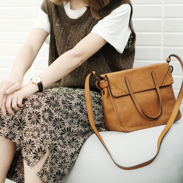 Foldable Women's Genuine Leather Crossbody Tote Handbags For Women Accessories