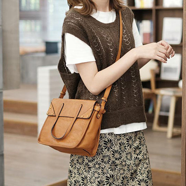 Foldable Women's Genuine Leather Crossbody Tote Handbags For Women Funky