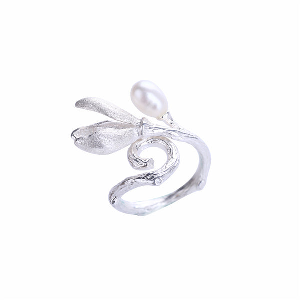 Freshwater Pearl Ring in Sterling Silver June Birthstone Jewelry For Women