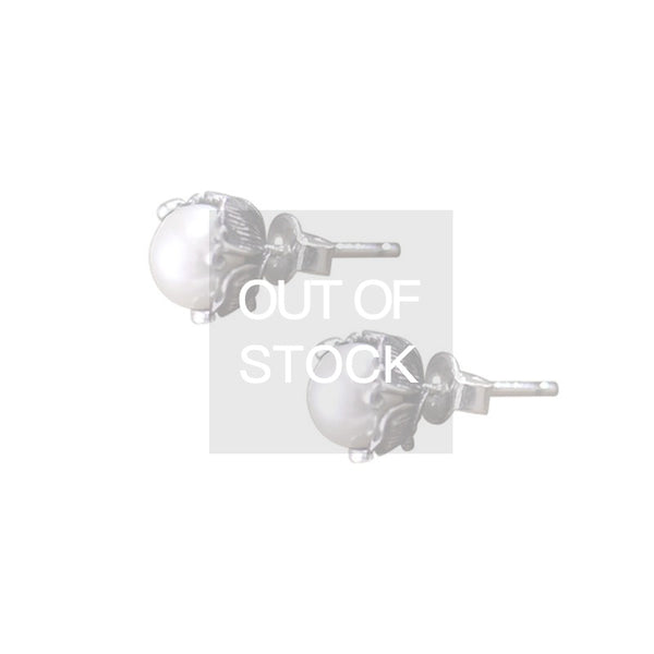 Round Freshwater Pearl stud Earrings in Sterling Silver June Birthstone Jewelry For Women