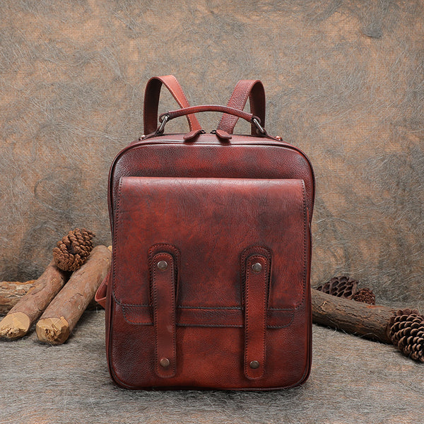 Funky Brown Leather Womens Backpack Bag Purse Cool Backpacks for Women Affordable
