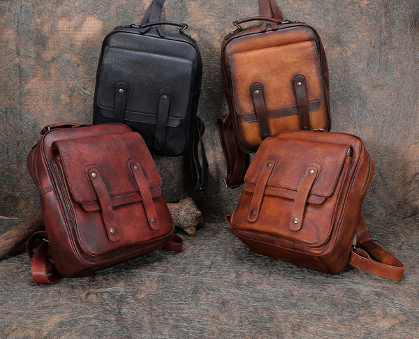 Funky Brown Leather Womens Backpack Bag Purse Cool Backpacks for Women Designer