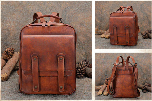 Funky Brown Leather Womens Backpack Bag Purse Cool Backpacks for Women Details