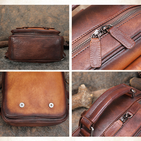 Funky Brown Leather Womens Backpack Bag Purse Cool Backpacks for Women Handmade