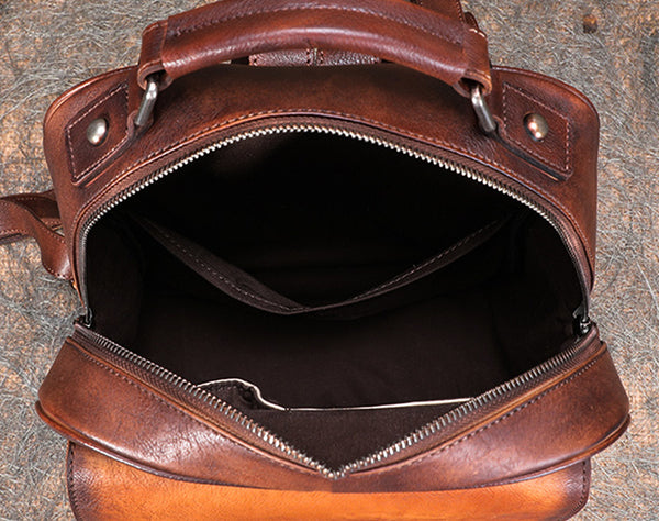 Funky Brown Leather Womens Backpack Bag Purse Cool Backpacks for Women Inside