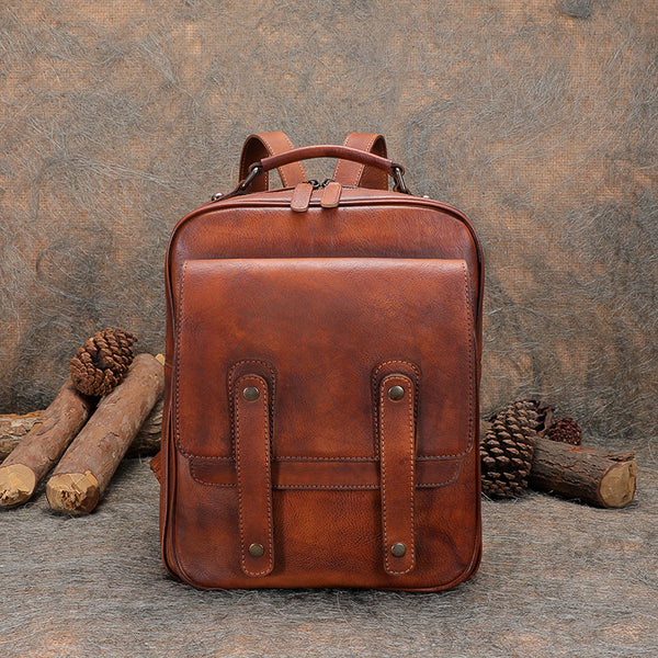 Funky Brown Leather Womens Backpack Bag Purse