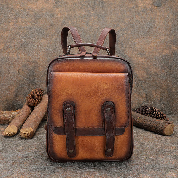 Funky Brown Leather Womens Backpack Bag Purse