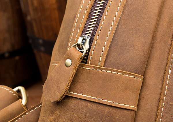 Funky Ladies Small Brown Leather Backpack Bag Bookbag Purse for Women Fashion