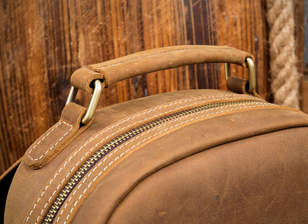 Funky Ladies Small Brown Leather Backpack Bag Bookbag Purse for Women Genuine Leather