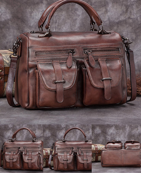 Funky Women's Genuine Leather Handbags Leather Crossbody Purse For Women Cowhide