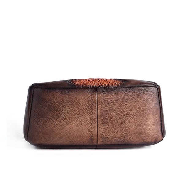 Funky Womens Brown Leather Backpack Handbags Purse Vintage Backpacks for Women Chic