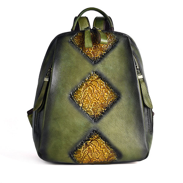 Funky Womens Brown Leather Backpack Handbags Purse Vintage Backpacks for Women quality