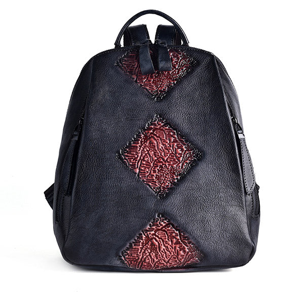 Funky Womens Brown Leather Backpack Handbags Purse Vintage Backpacks for Women stylish