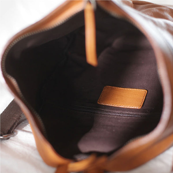 Funky Womens Brown Leather Backpack Purse Bookbag Purse Cool Backpacks for Women Original