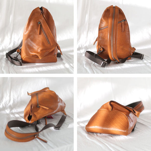 Funky Womens Brown Leather Backpack Purse Bookbag Purse Cool Backpacks for Women best