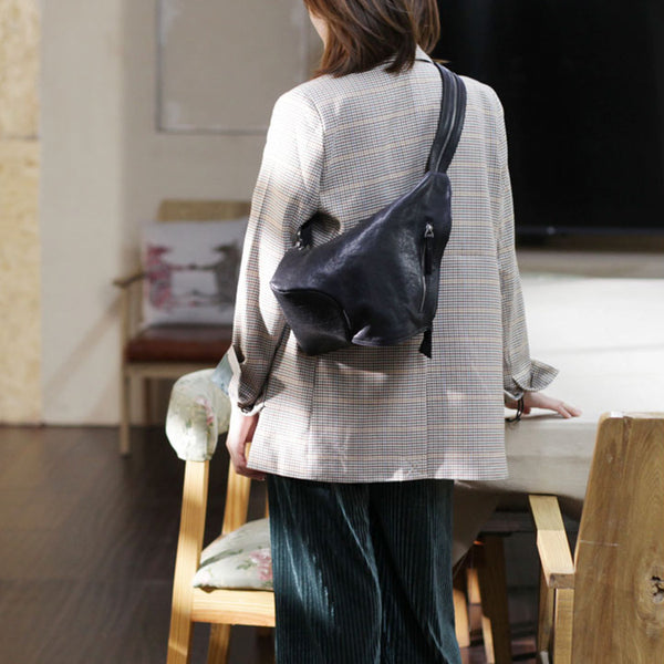 Funky Womens Brown Leather Backpack Purse Bookbag Purse Cool Backpacks for Women cute