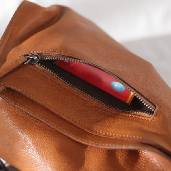 Funky Womens Brown Leather Backpack Purse Bookbag Purse Cool Backpacks for Women Vintage