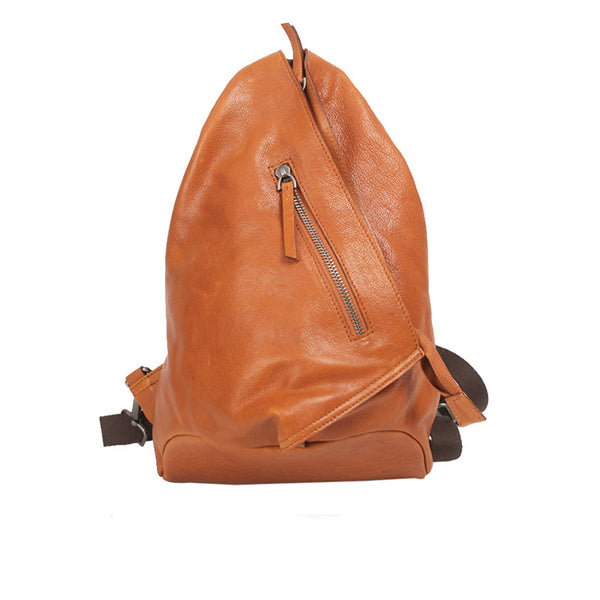 Funky Womens Brown Leather Backpack Purse