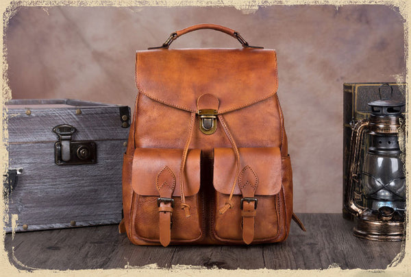 Funky Womens Square Genuine Leather Backpack Purse Laptop Bag for Women Affordable