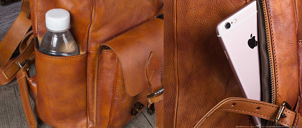 Funky Womens Square Genuine Leather Backpack Purse Laptop Bag for Women Details