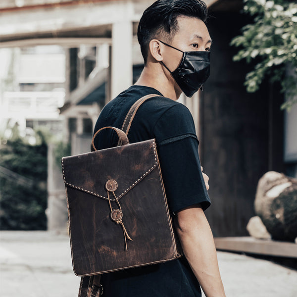 Funky Womens Tan Genuine Leather Backpack Bag Purse Cool Leather Backpacks for Women Designer