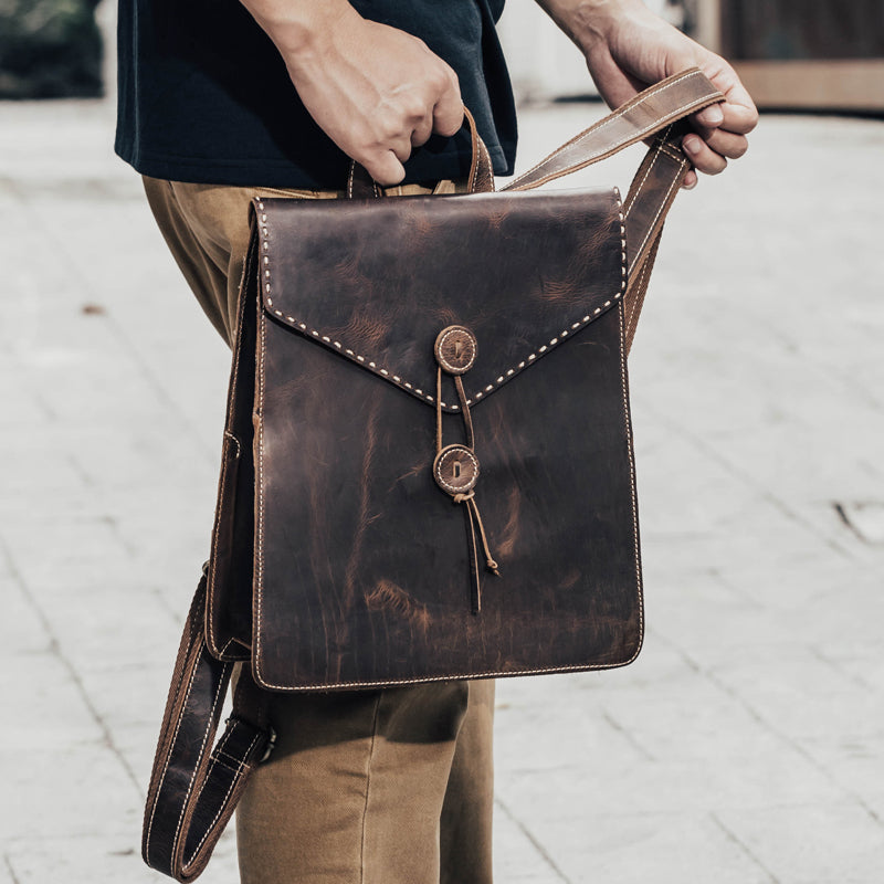 Funky Womens Tan Genuine Leather Backpack Bag Purse Cool Leather Backpacks for Women Details