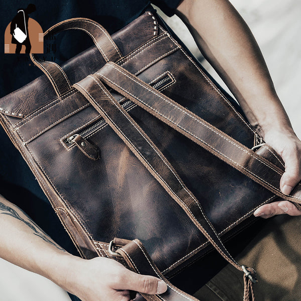 Funky Womens Tan Genuine Leather Backpack Bag Purse Cool Leather Backpacks for Women