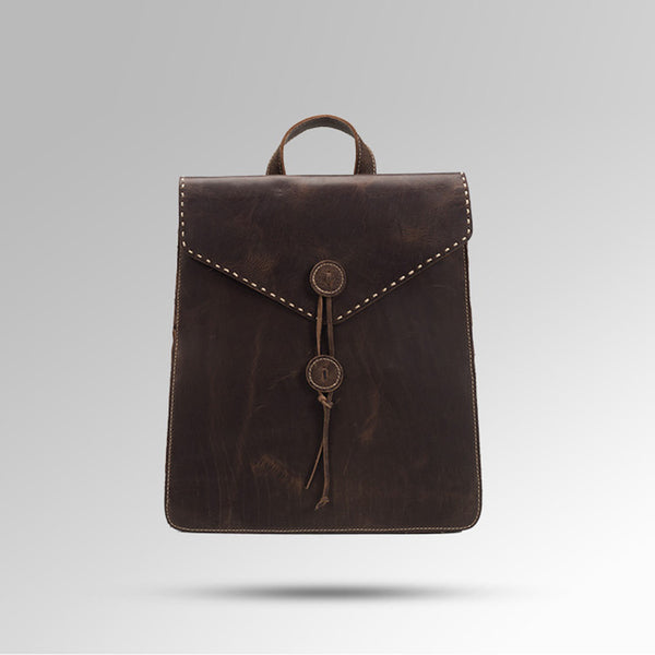 Funky Womens Tan Genuine Leather Backpack Bag