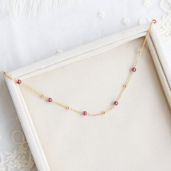 Garnet Bead Gold Anklet Handmade january birthstone Jewelry Accessories Women chic