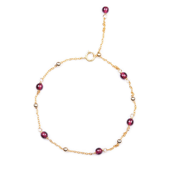 High Quality Garnet Bead 14k Gold Plated Anklet Handmade Jewelry Accessories Women