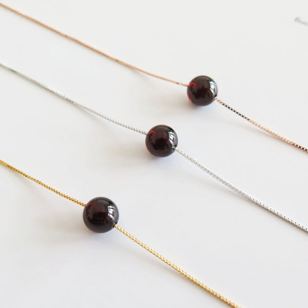 Garnet Bead Pendant Necklace Silver handmade Jewelry Accessories Women anuary birthstone GIFT