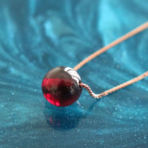 Garnet Bead Pendant Necklace Silver handmade Jewelry Accessories Women anuary birthstone