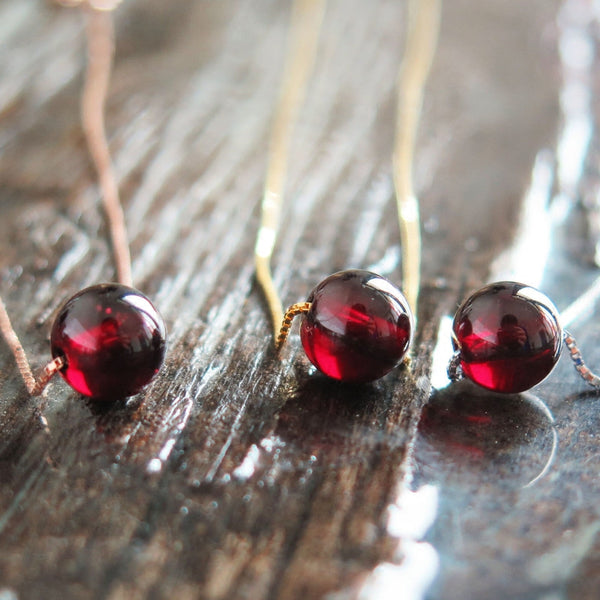 Garnet Bead Pendant Necklace Silver handmade Jewelry Accessories Women