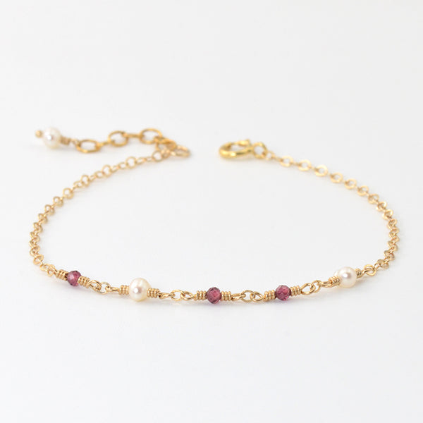 Garnet Pearl Bead Bracelet Gold Handmade Jewelry Accessories Women gift