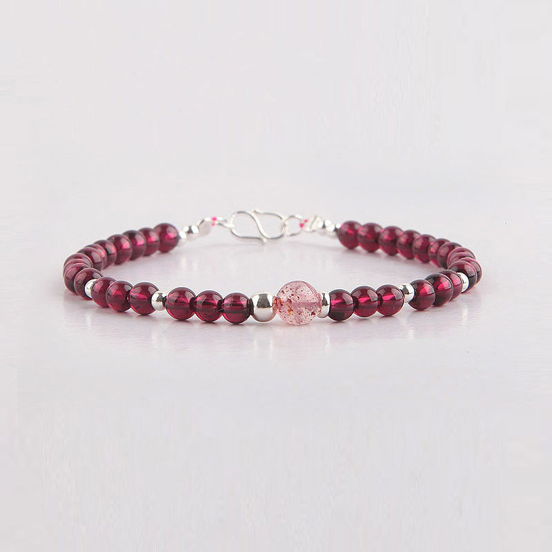 Garnet Sterling Silver Bead Bracelets Handmade Jewelry Accessories Gift Women elegant
